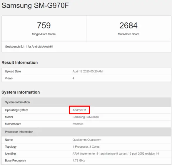 geekbench s10e