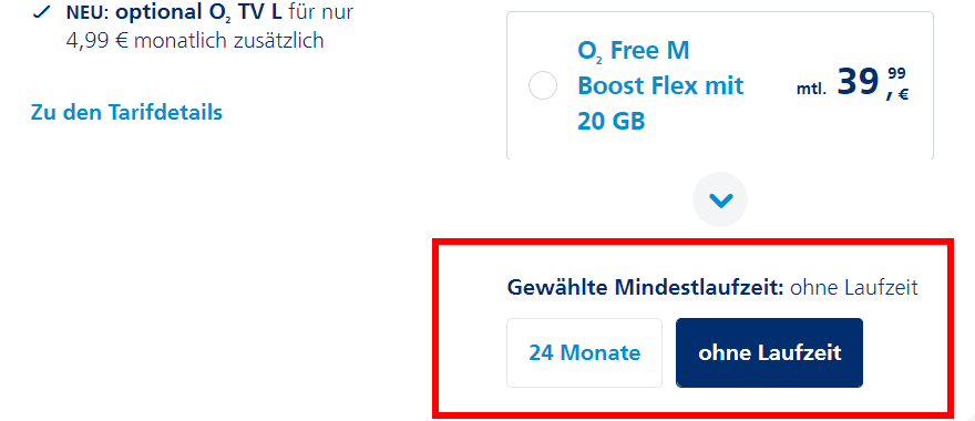 Tarif ohne Laufzeit bei O2