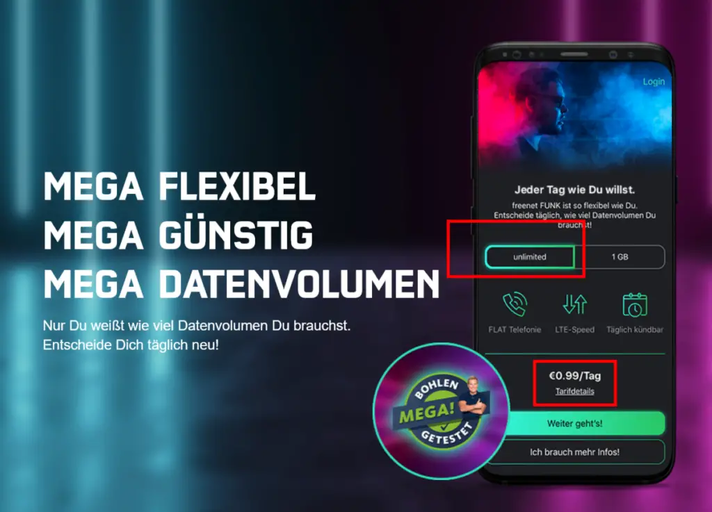 Unbegrenztes Datenvolumen bei Freenet Funk