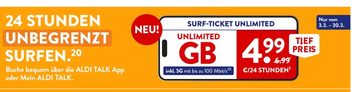 Aldi Talk 24 Stunden Flatrate Ohne Webstick ALDI Talk startet unbegrenztes Prepaid Datenvolumen (für 24 Stunden